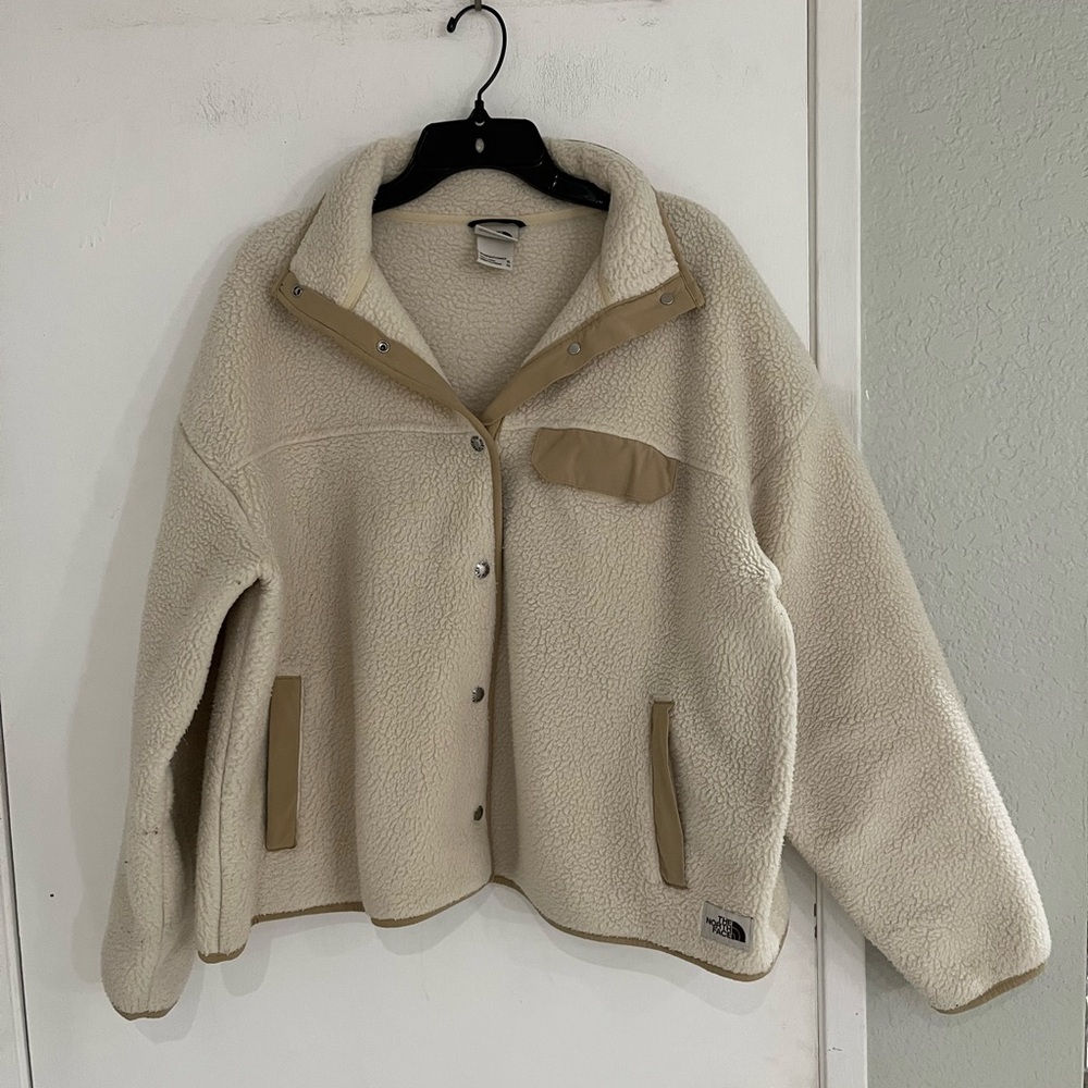 The North Face fleece snap front jacket